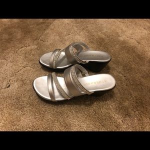Athena Alexander, silver strappy sandals, size 8.5